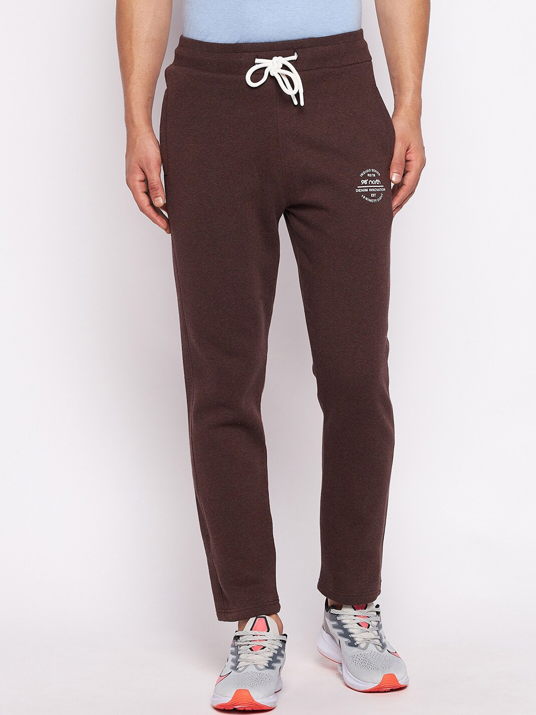 98 Degree North Men Coffee Brown Solid Track Pant