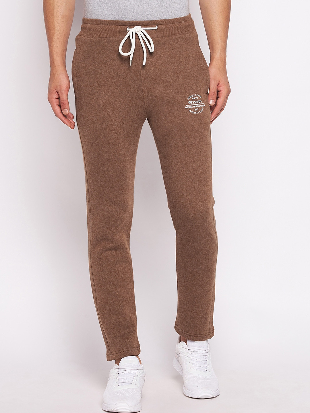 98 Degree North Men Coffee Brown Solid Cotton Track Pant