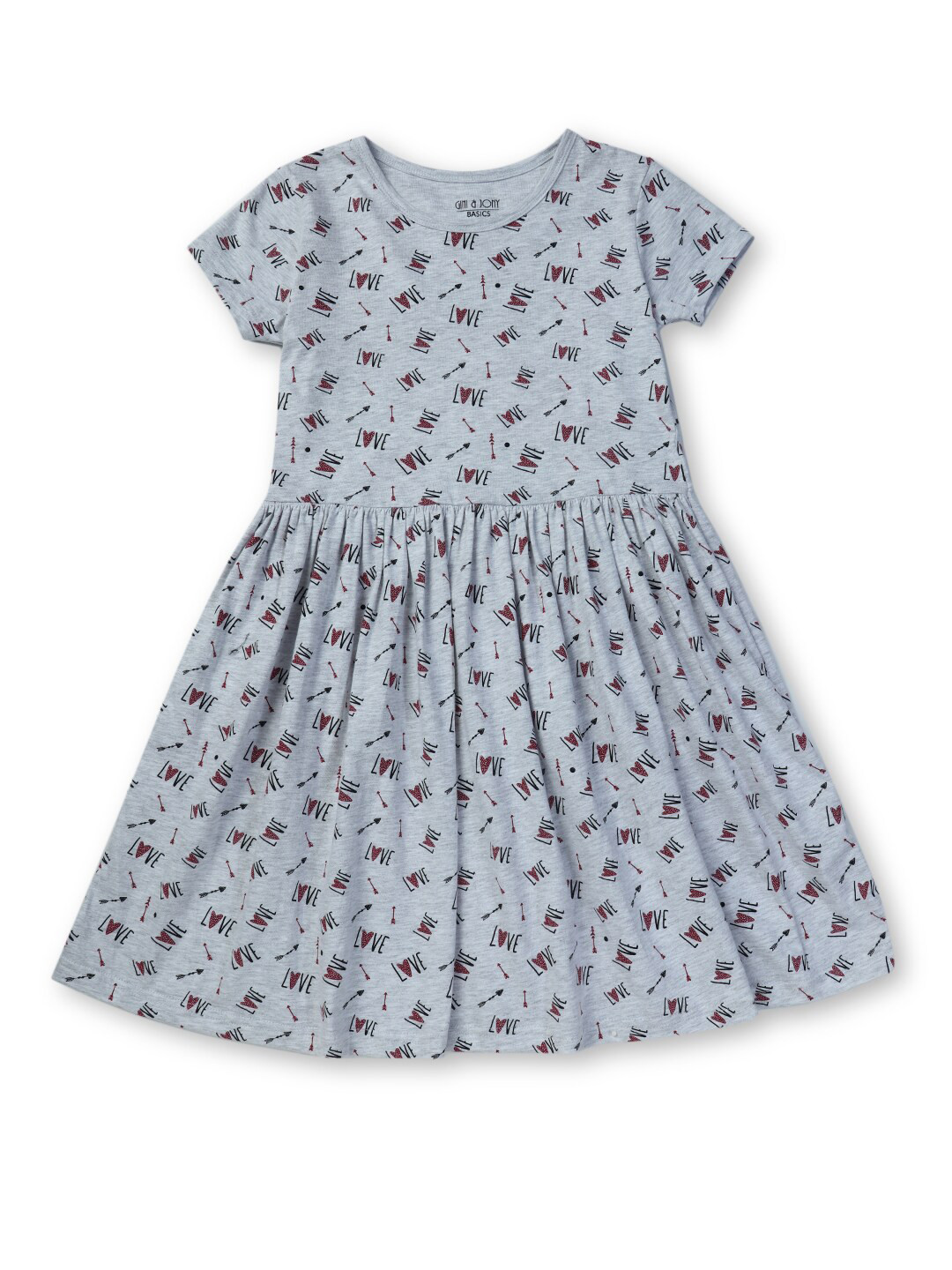 Gini and Jony Grey A-Line Cotton Dress