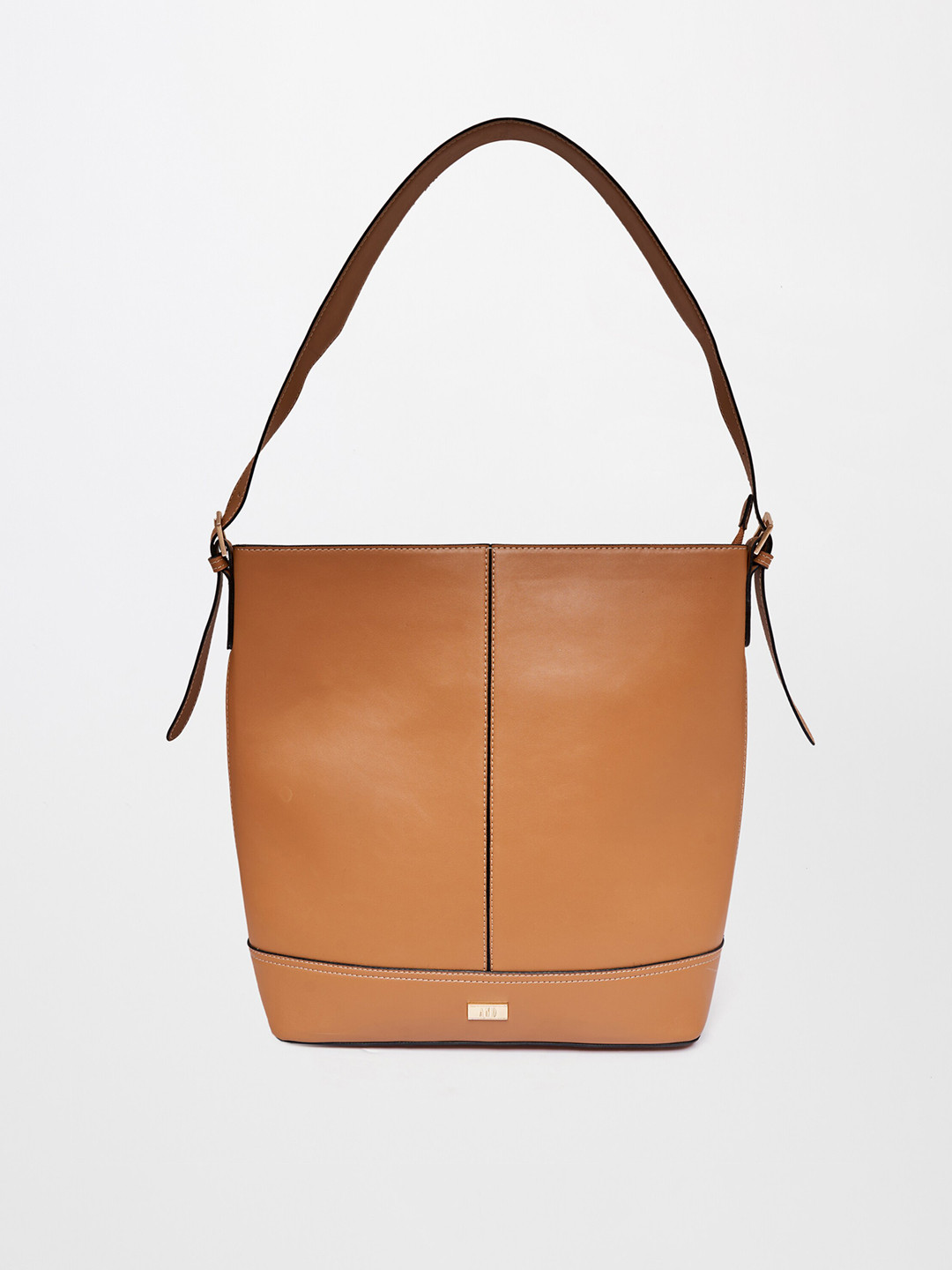 AND Tan PU Structured Hobo Bag