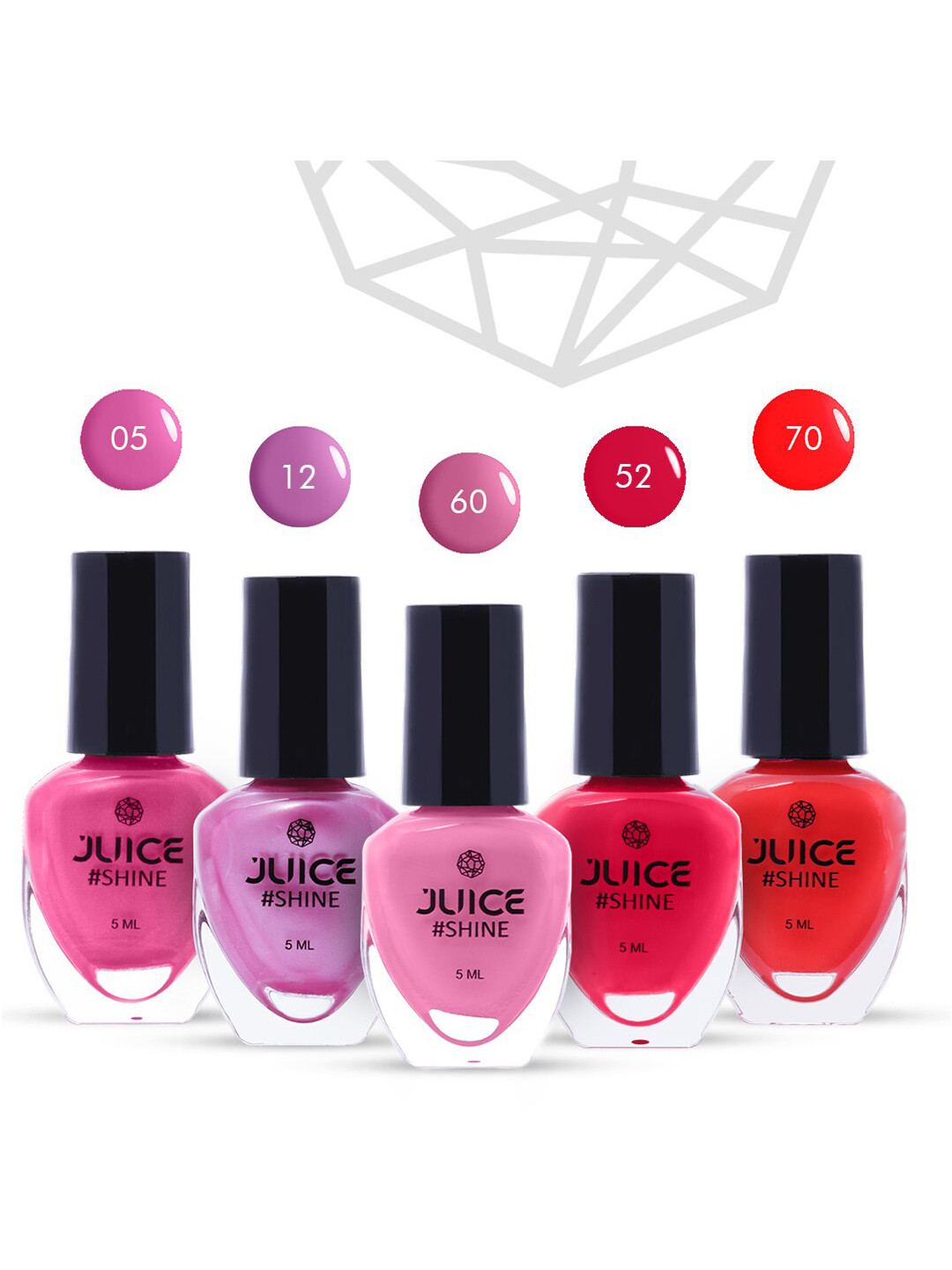 JUICE Set Of 5 SHINE Nail Polish 25 ml - Made You Blush