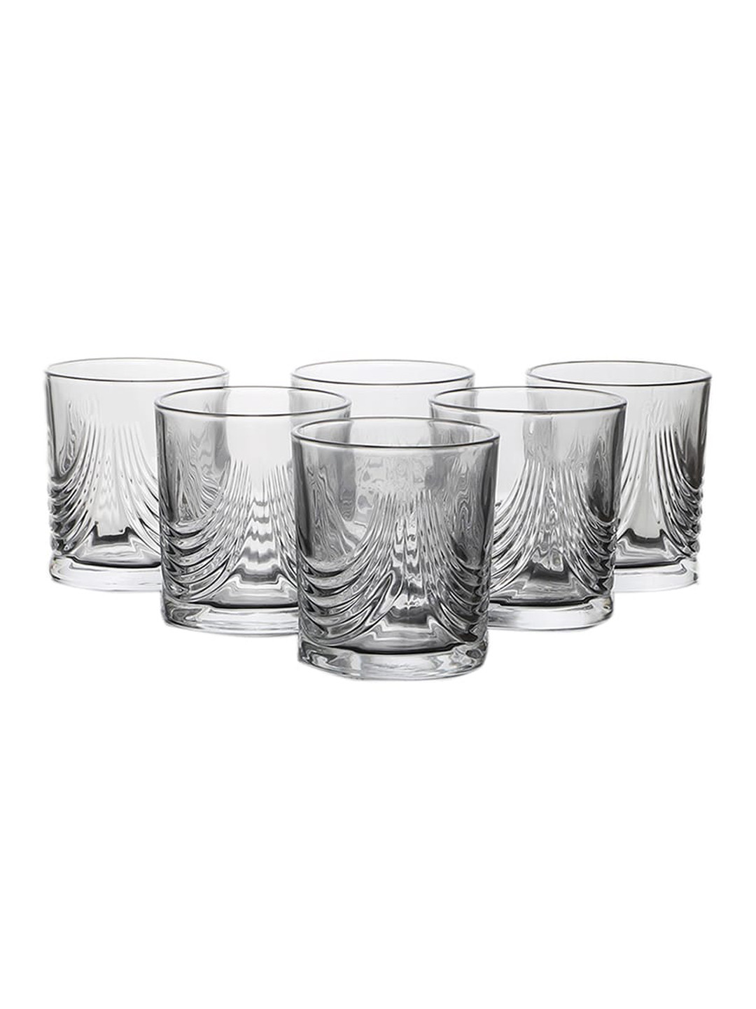 ceradeco Transparent Set Of 6 Textured Juice Glasses 220 ml
