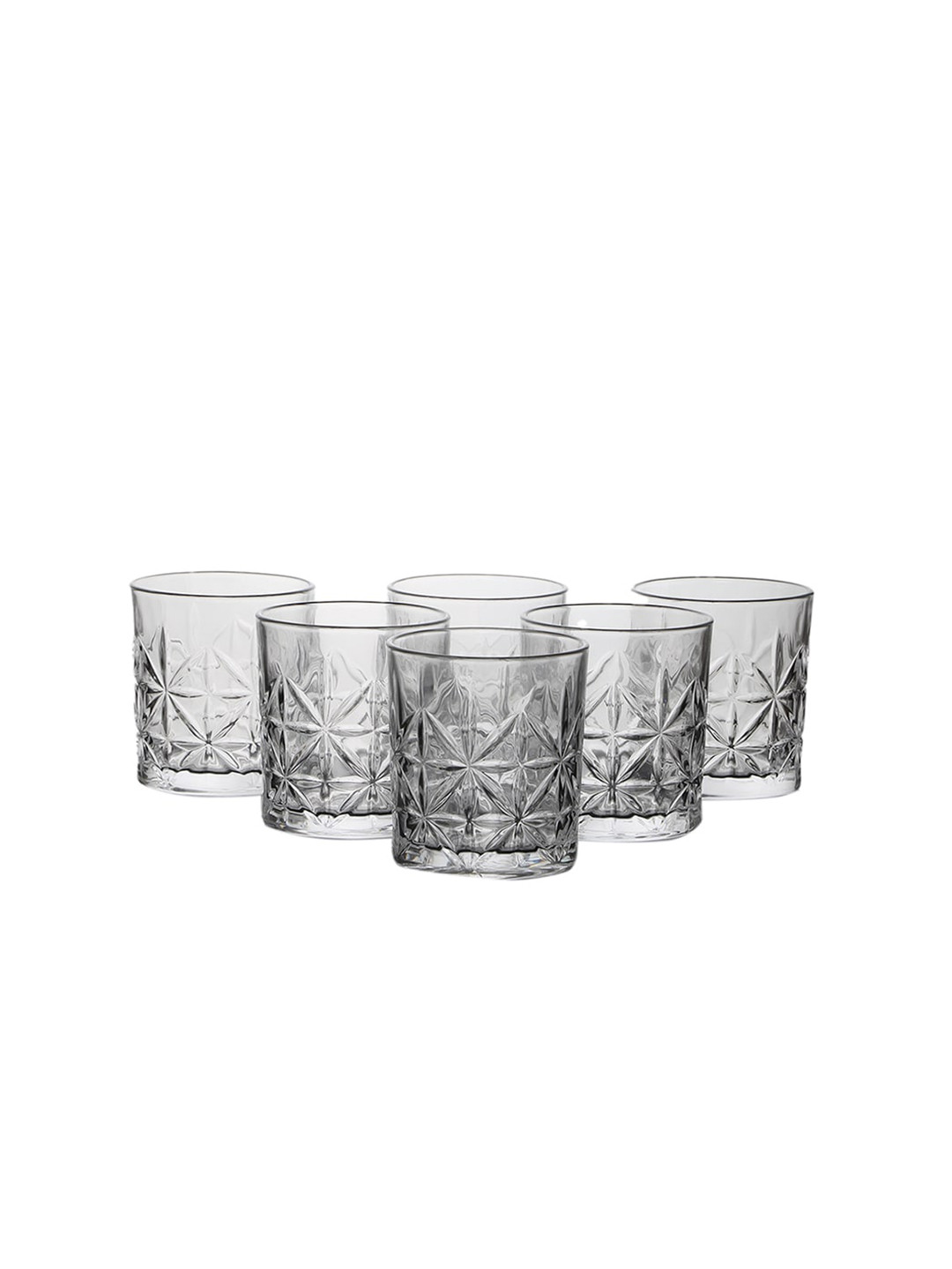 ceradeco Transparent Set  6 Pieces Textured Juice Glass Set 220 Ml