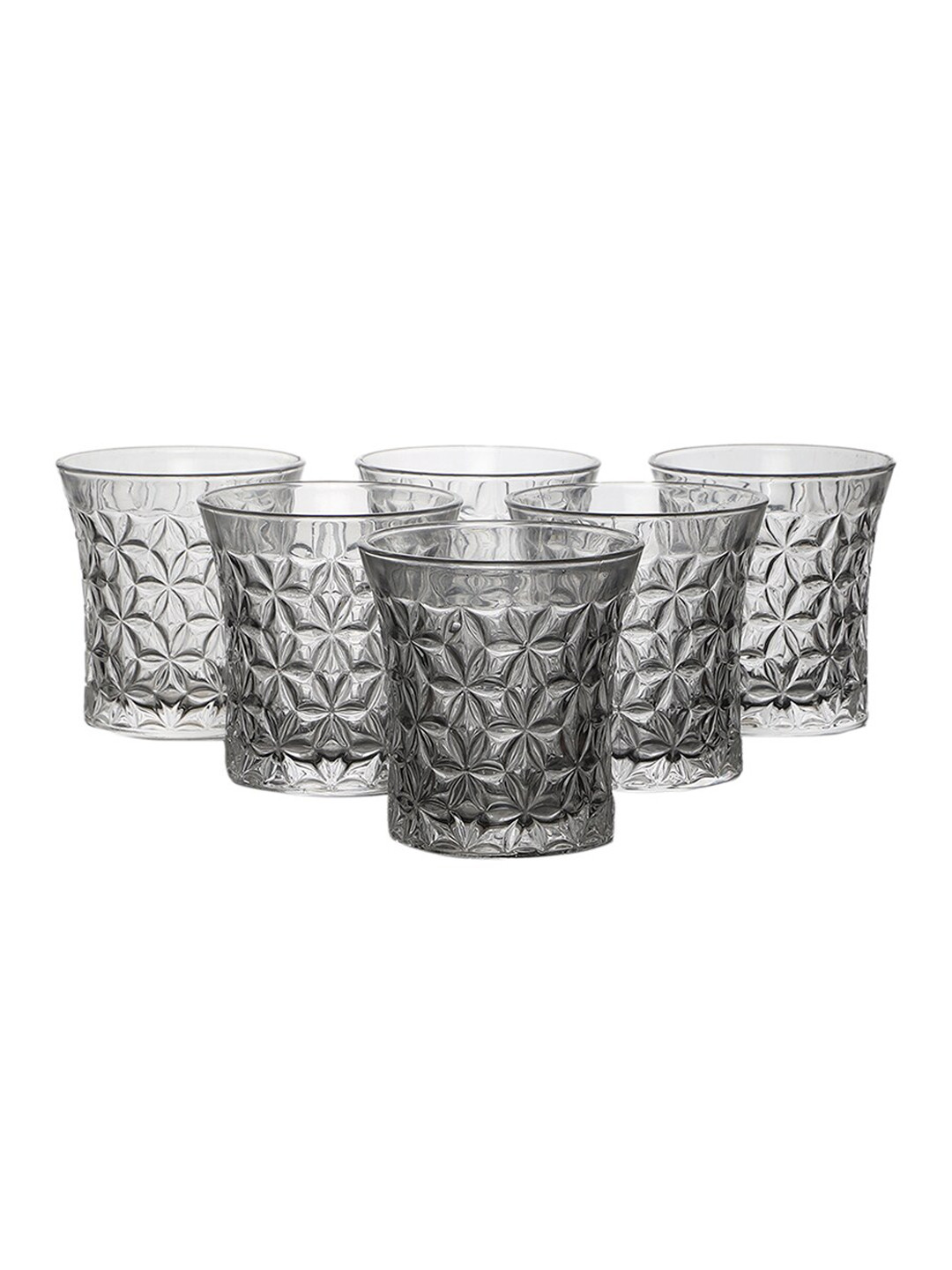 ceradeco Transparent 6 Pieces Leafy Textured Wine Glass Set 250 Ml
