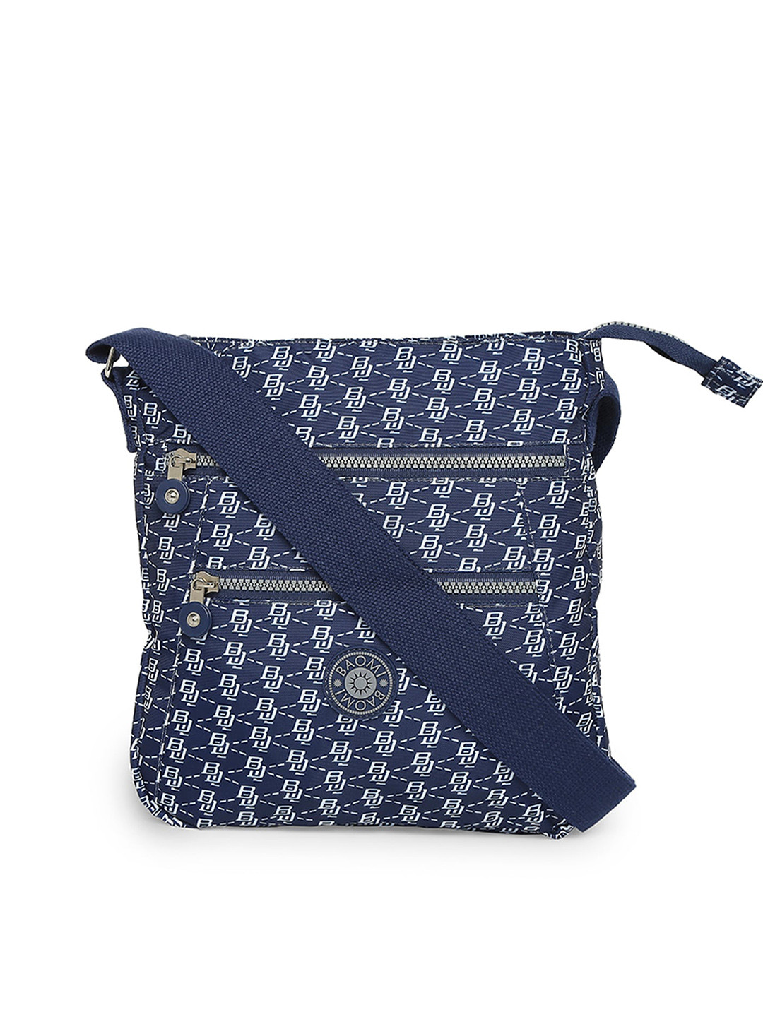 BAOMI Blue & White Printed Nylon Messenger Bag