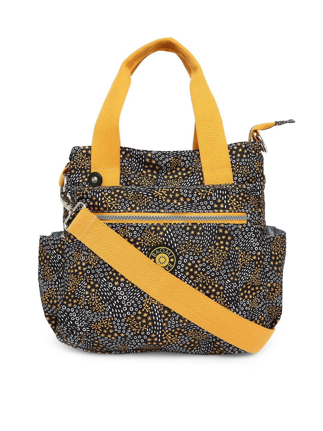 BAOMI Black Animal Printed Half Moon Hobo Bag