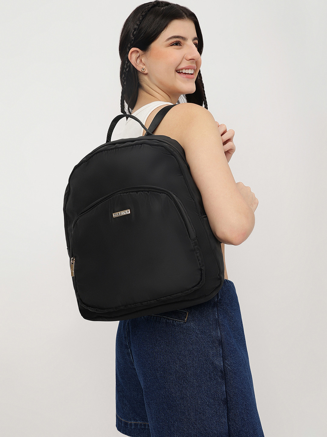 Fastrack Women Black Solid Backpack