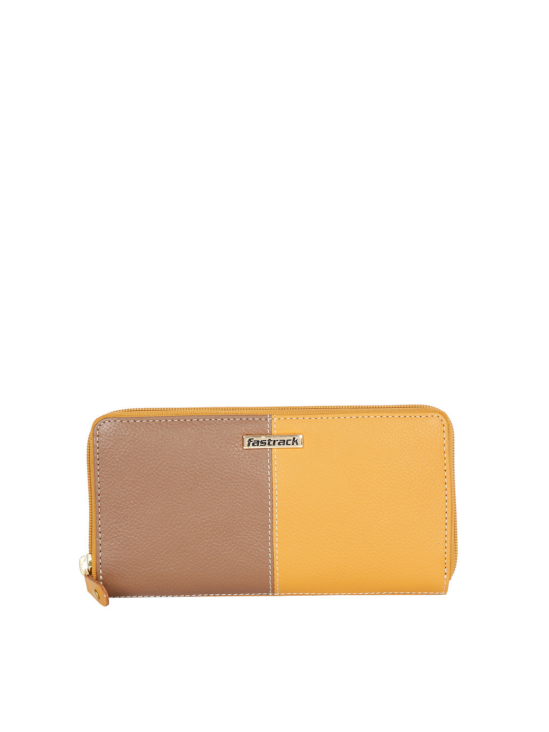 Fastrack Women Tan & Brown Colourblocked Leather Envelope
