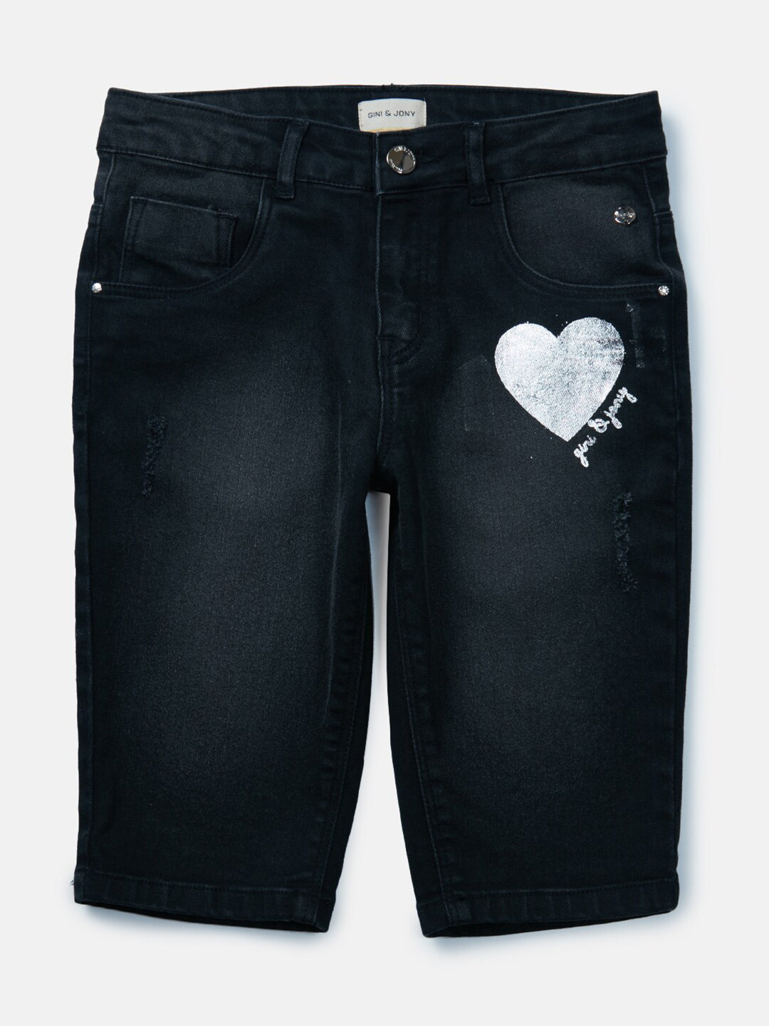 Gini and Jony Girls Navy Blue & White Capris