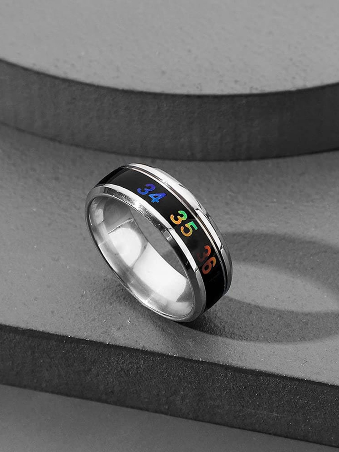 Fashion Frill Sliver-Plated Sensing Temperature Degree Celsius Display Changing Ring Band