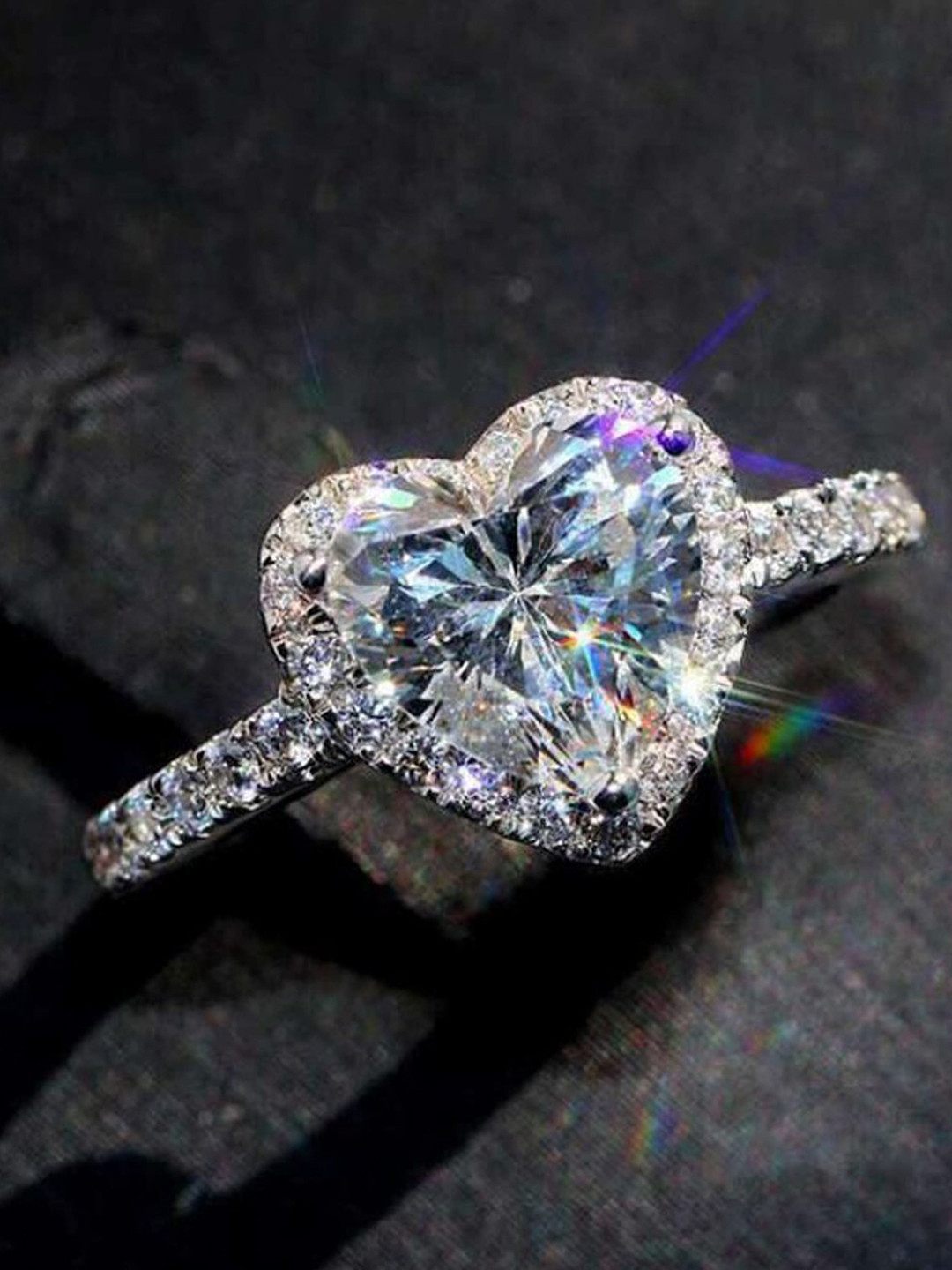 Fashion Frill Silver-Plated Crystal-Studded King Queen Finger Ring