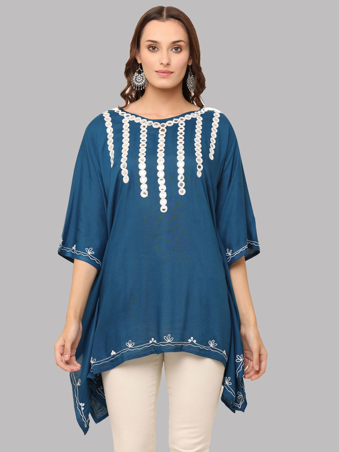 SAAKAA Women Teal Blue Kaftan Top