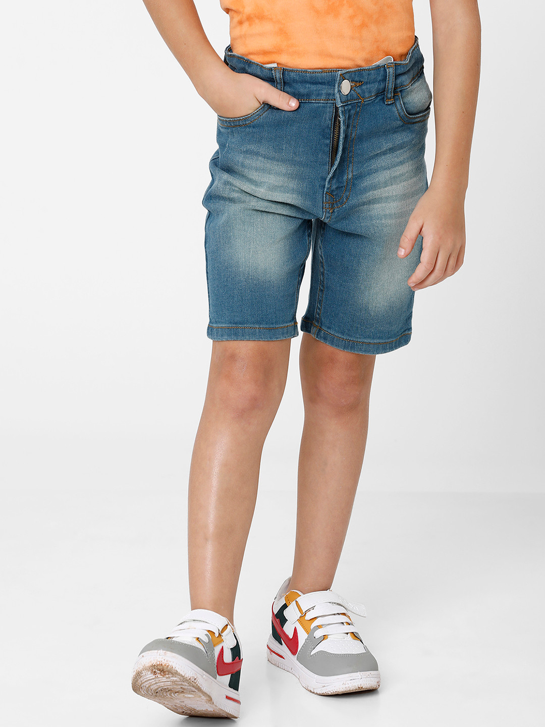 KATE & OSCAR Boys Blue Washed Washed Denim Shorts
