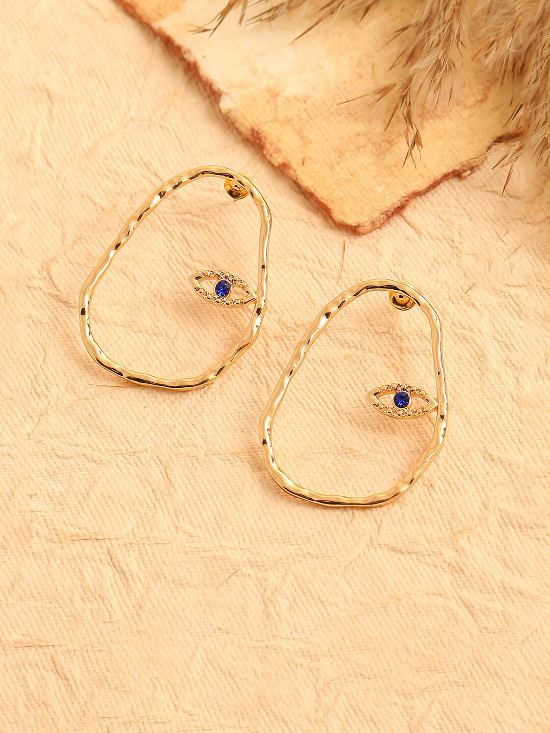 SOHI Gold-Toned & Gold Plated Contemporary Studs Earrings