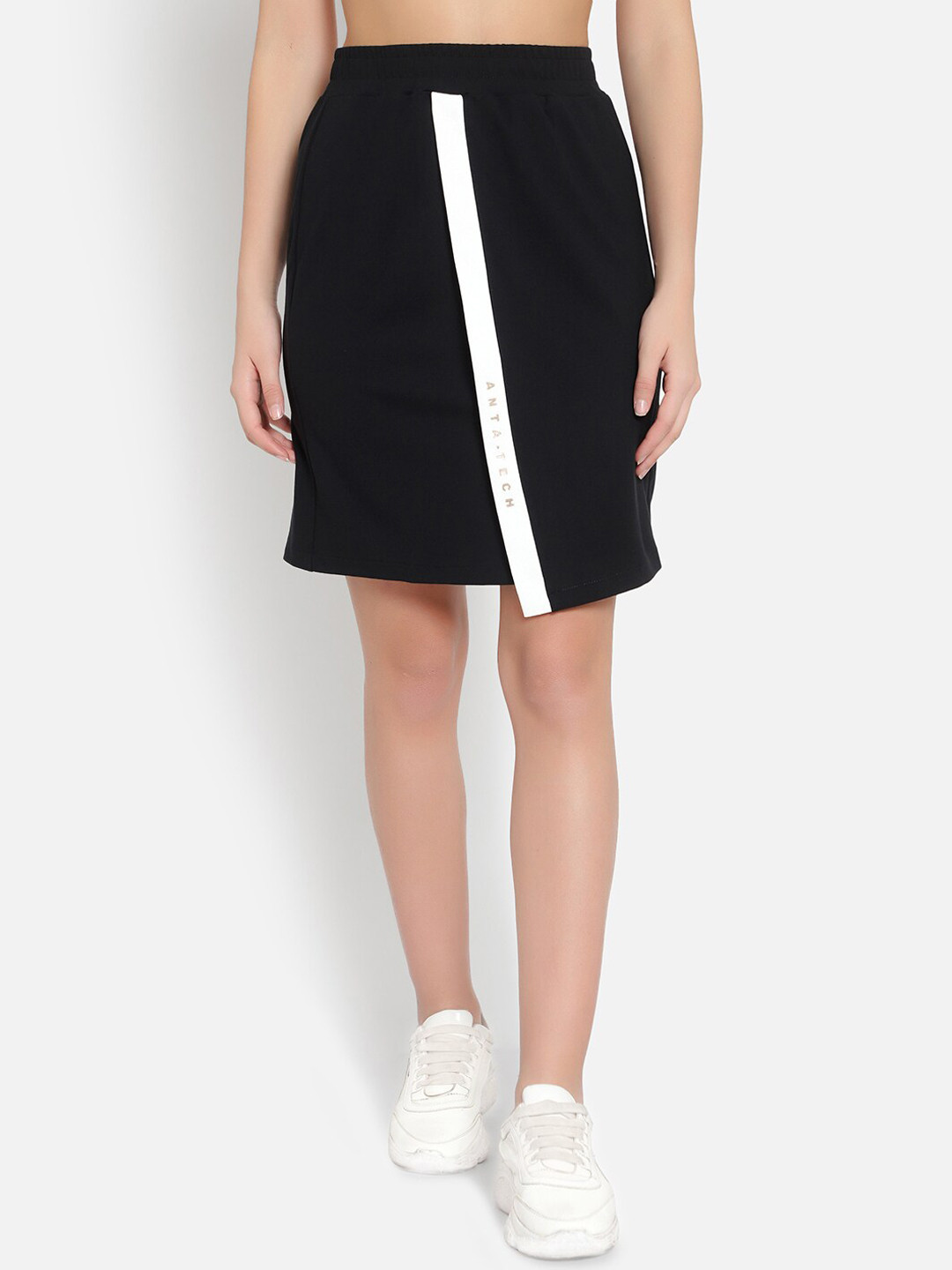 Anta Women Black Solid Above Knee-Length Skirt