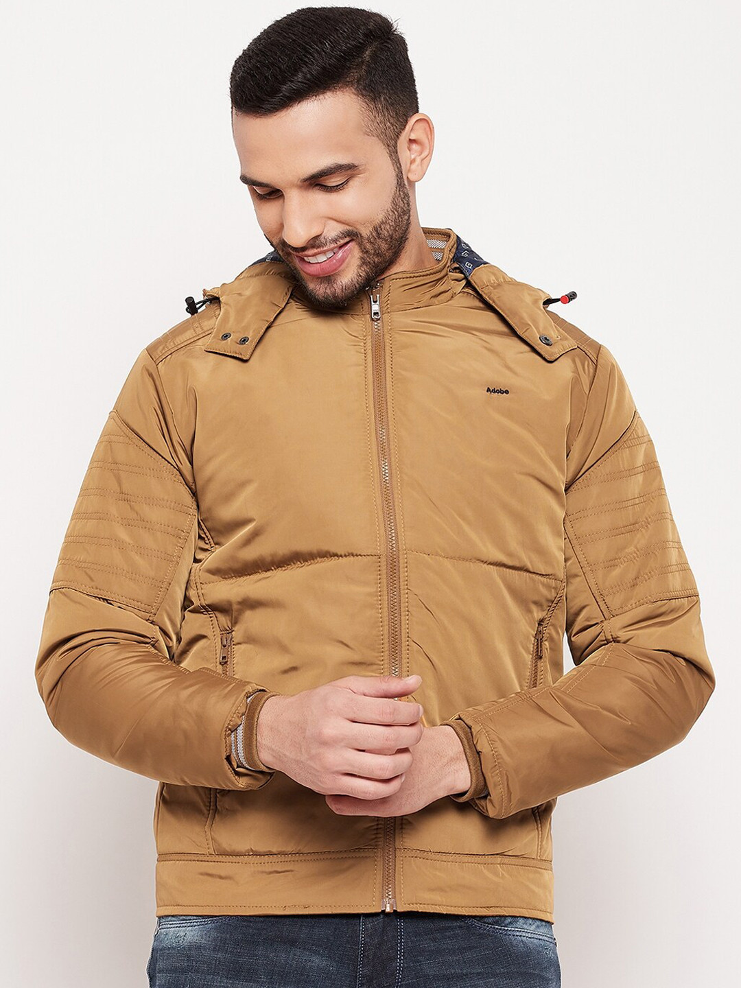 Adobe Men Tan Lightweight Bomber Jacket