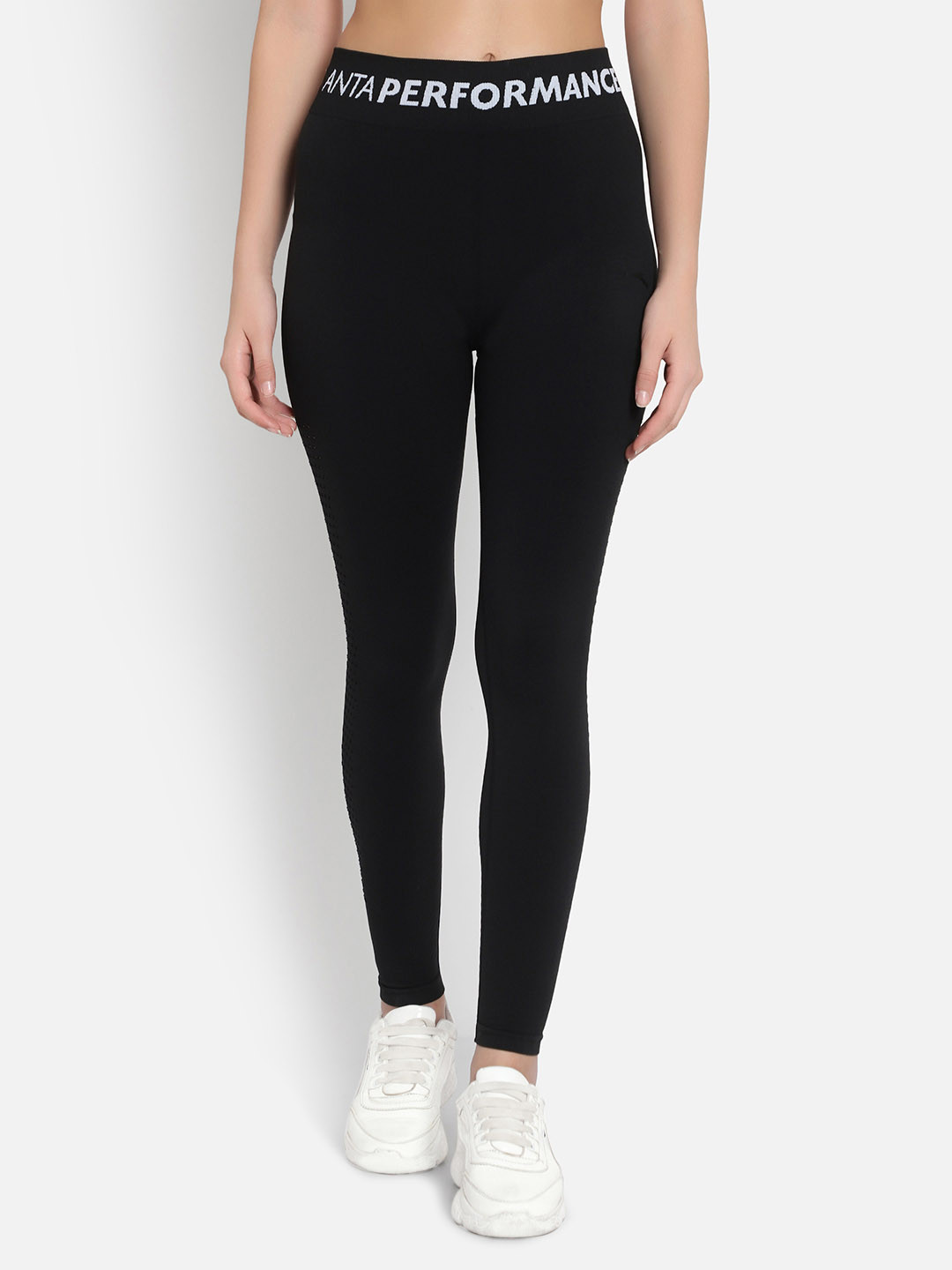 Anta Women Black Solid Tights
