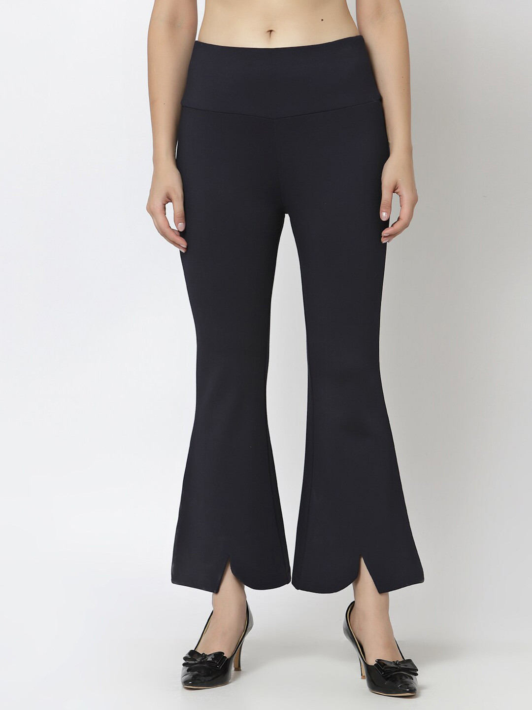 Gipsy Women Black Solid Bell Bottom Jeggiings