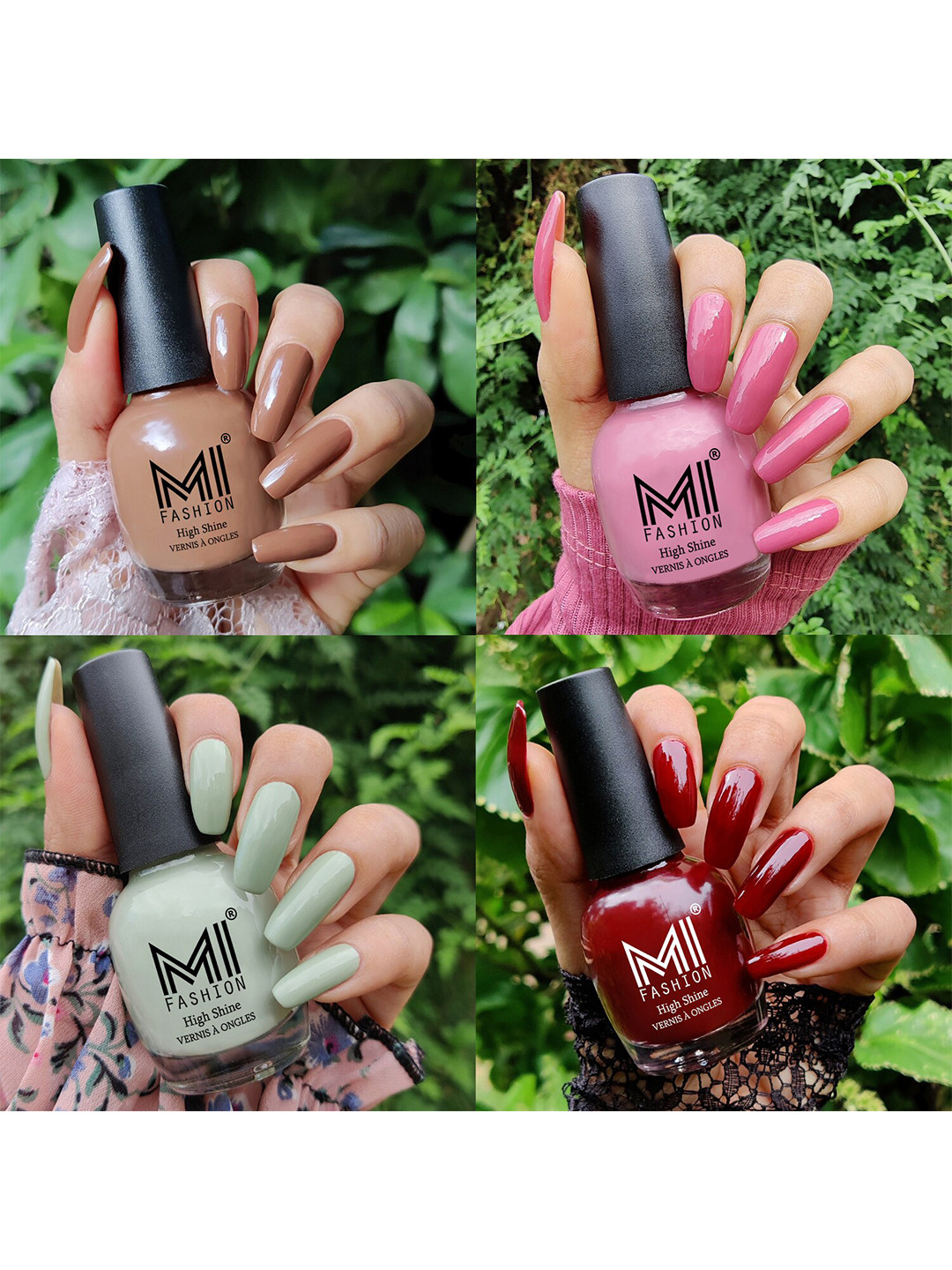 MI FASHION Set Of 4 Ultra High Glass HD 3D Shine Long Lasting Nail Polish 60ml