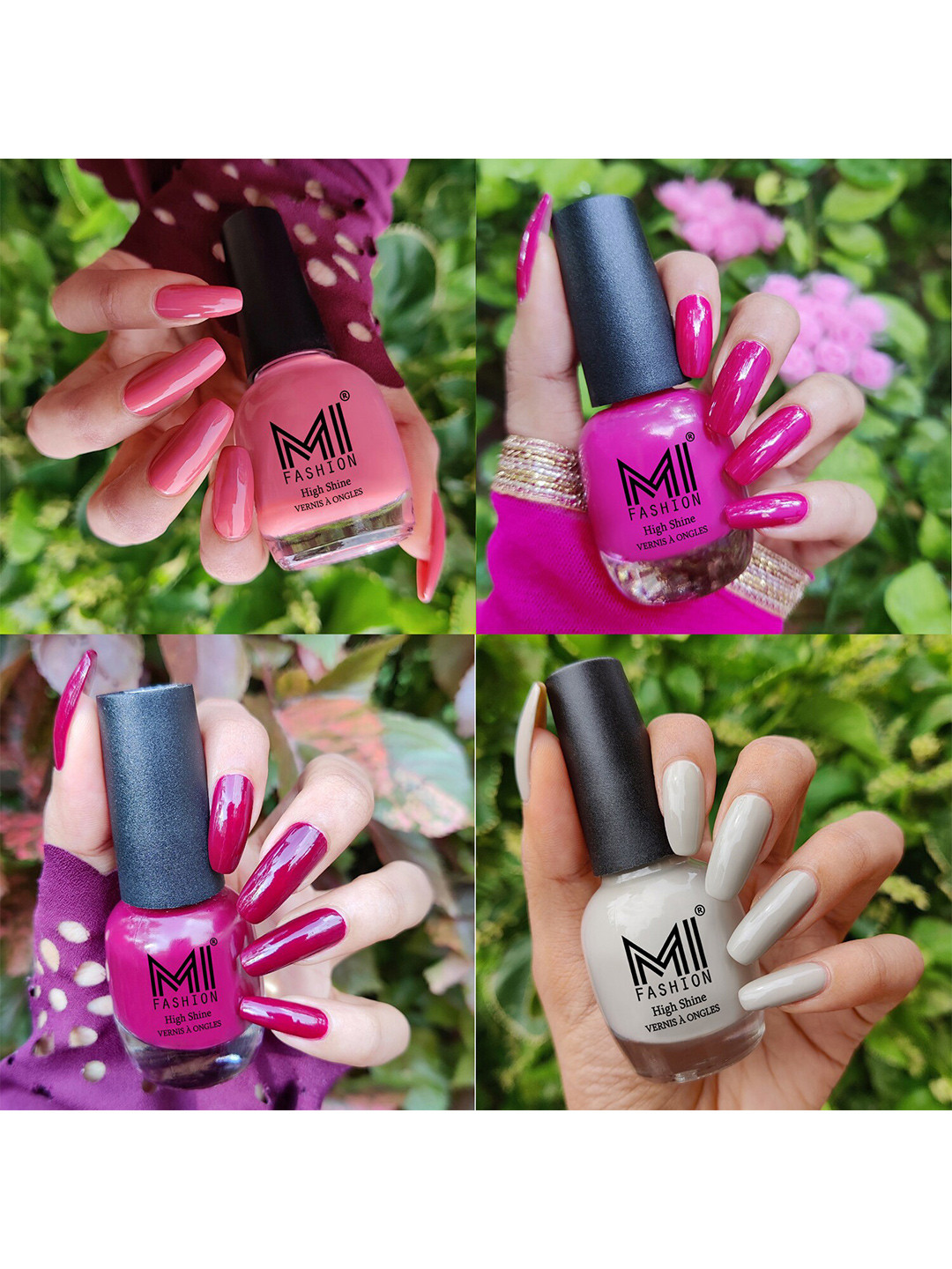 MI FASHION Set Of 4 Ultra High Glass HD 3D Shine Long Lasting Nail Polish 60ml