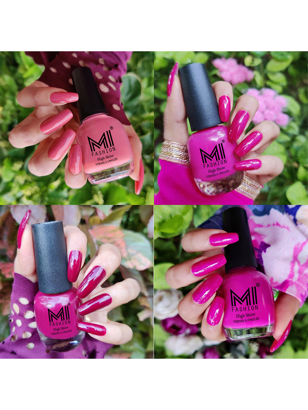 MI FASHION Set Of 4 Ultra High Glass HD 3D Shine Long Lasting Nail Paint 60 ML