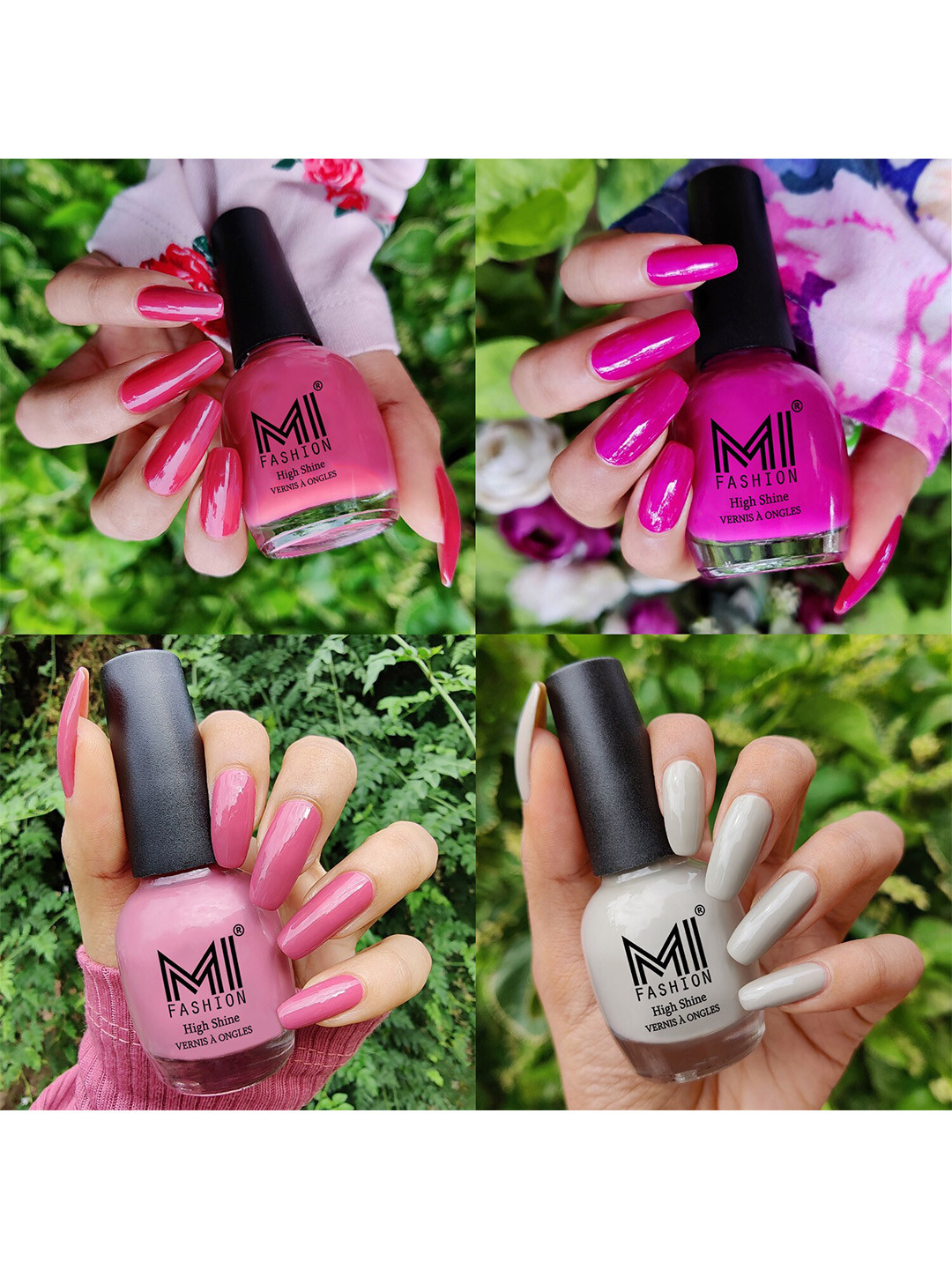 MI FASHION Set Of 4 High Shine Ultra High Glass HD 3D Long Lasting Nail Polish 60 ml