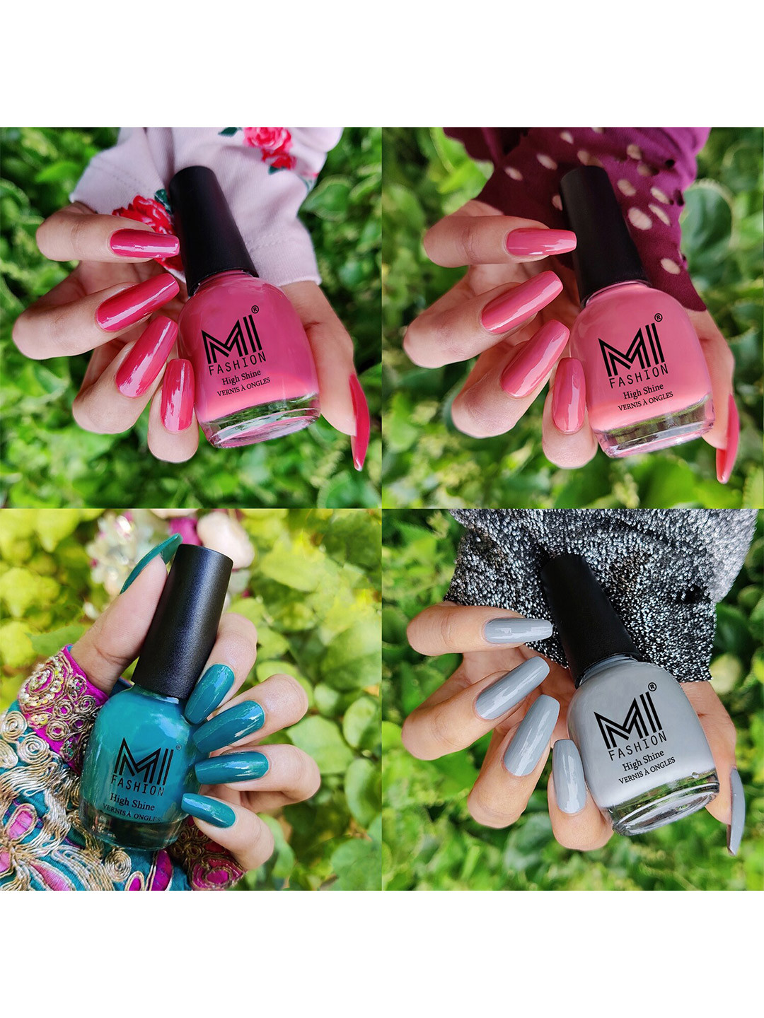 MI FASHION Set Of 4 High Shine Ultra High Glass HD 3D Long Lasting Nail Polish 60 ML