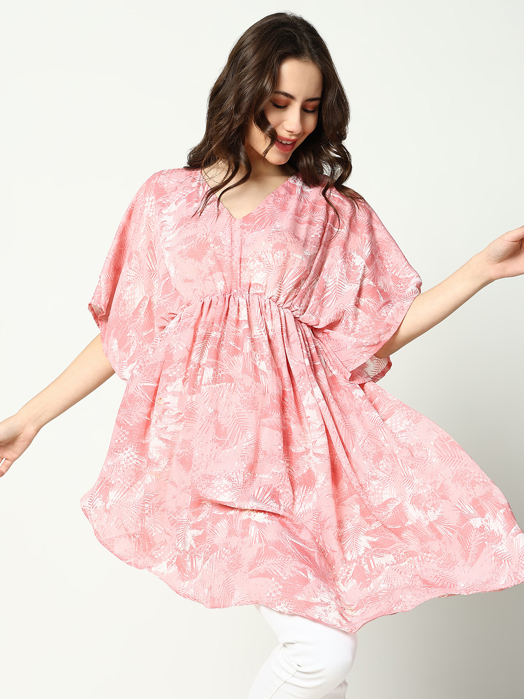 SHOWOFF Pink & White Chiffon Empire Dress