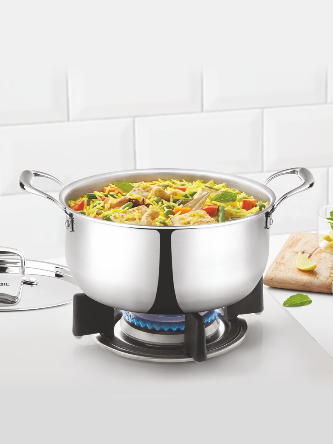 BOROSIL Silver-Toned Cookfresh Tri Ply Stainless Steel Induction Friendly Casserole 2.8 L