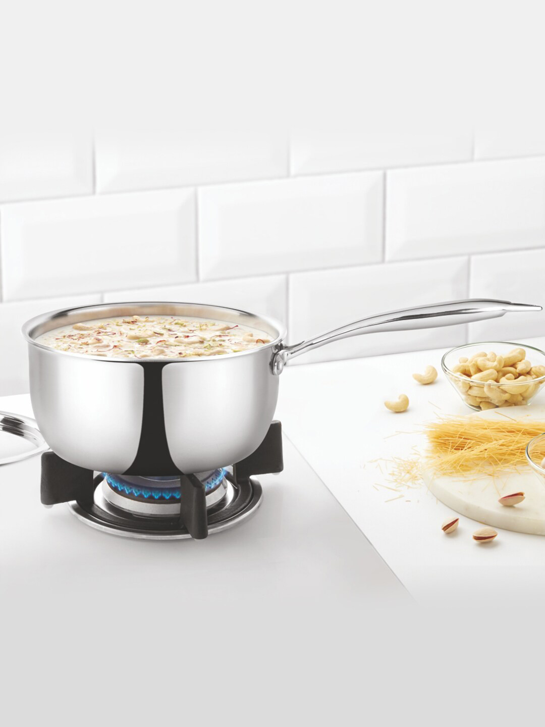 BOROSIL Silver-Toned Cookfresh Stainless Steel Induction Sauce Pan 2.3 L