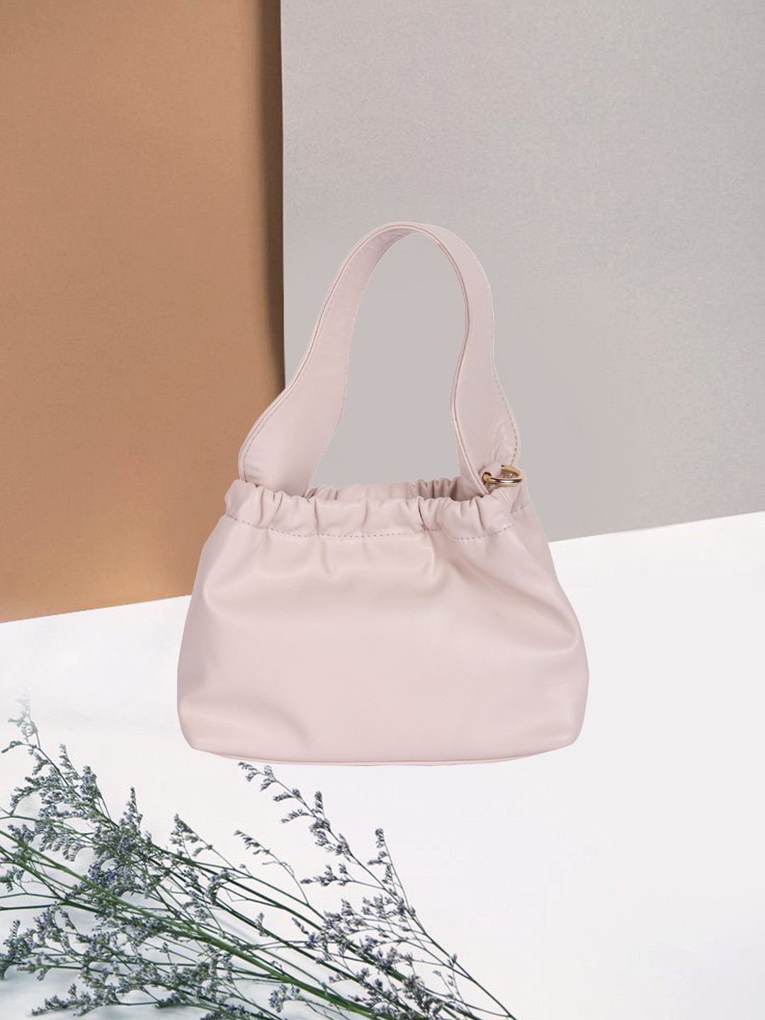 FERROCCIO Women Cream-Coloured Bucket Sling Bag