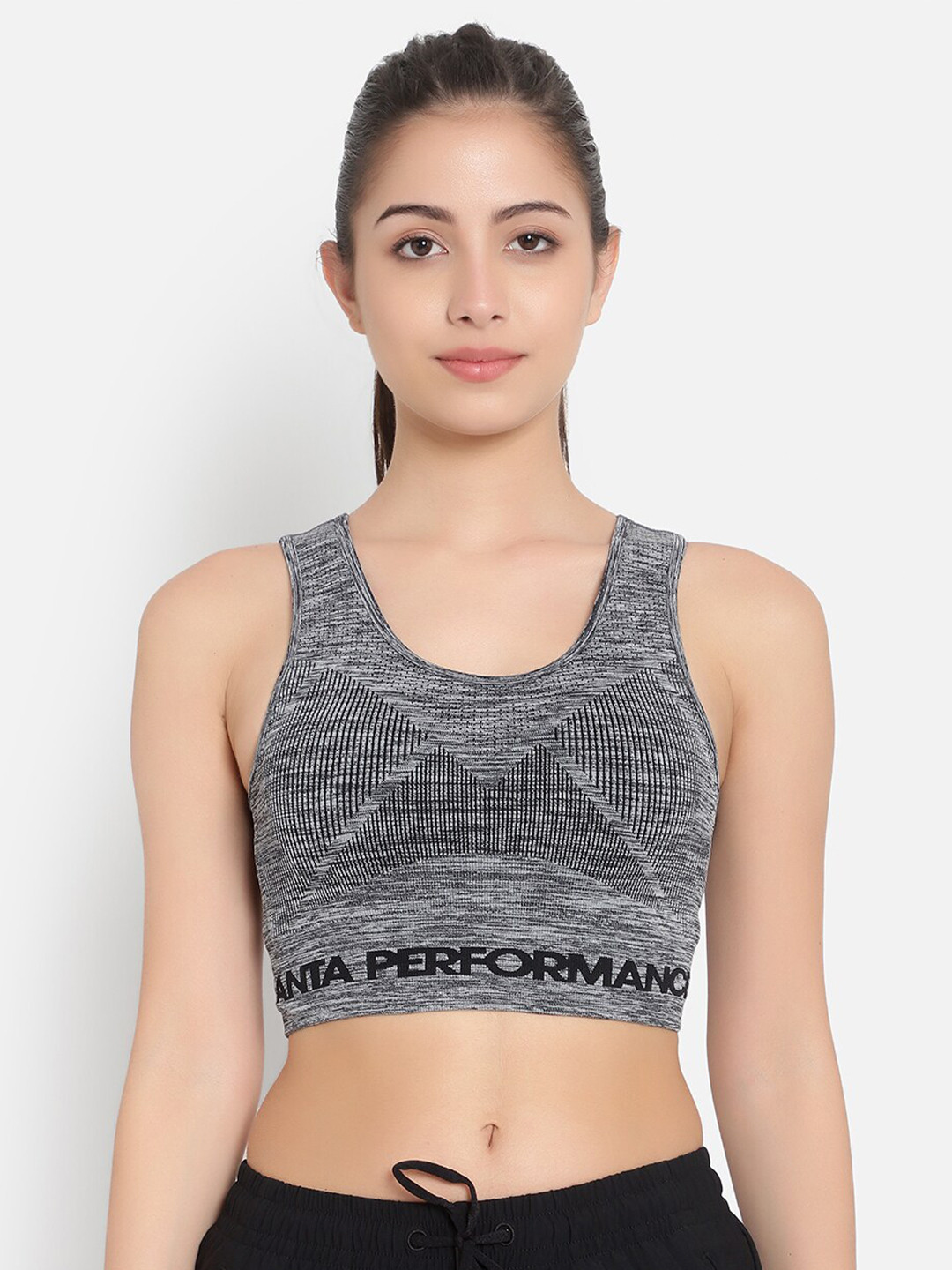 Anta Grey Sports Bra With Styled Back 862037113
