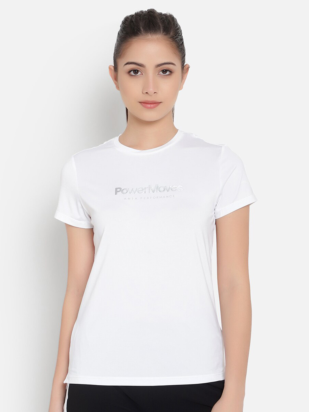 Anta Women White Typography Printed T-shirt