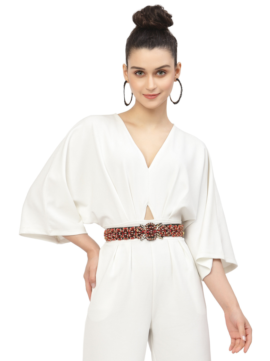 Anekaant Women Red Embellished Braided & Beaded Belt