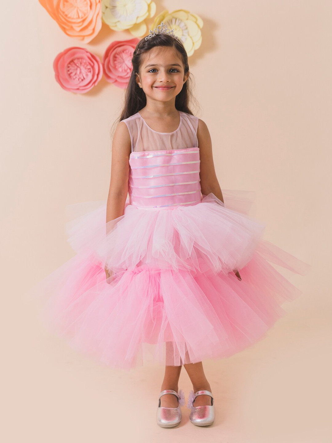 pspeaches Pink Net Maxi Dress