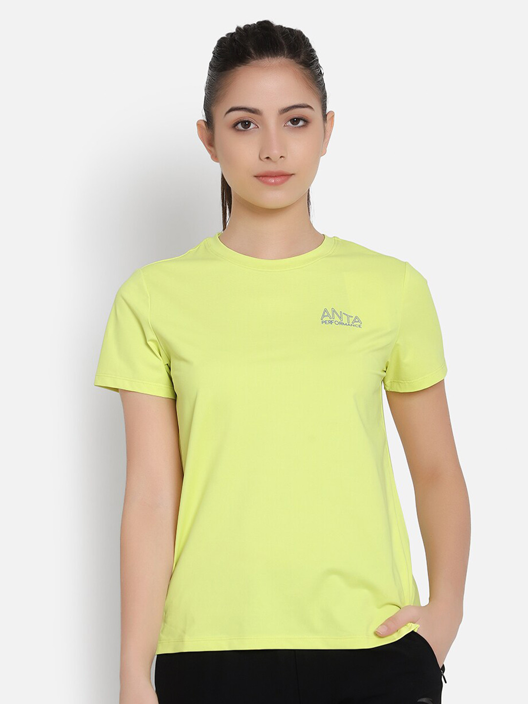 Anta Women Green Typography Printed T-shirt