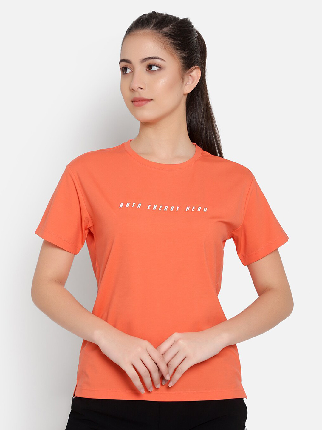 Anta Women Orange T-shirt