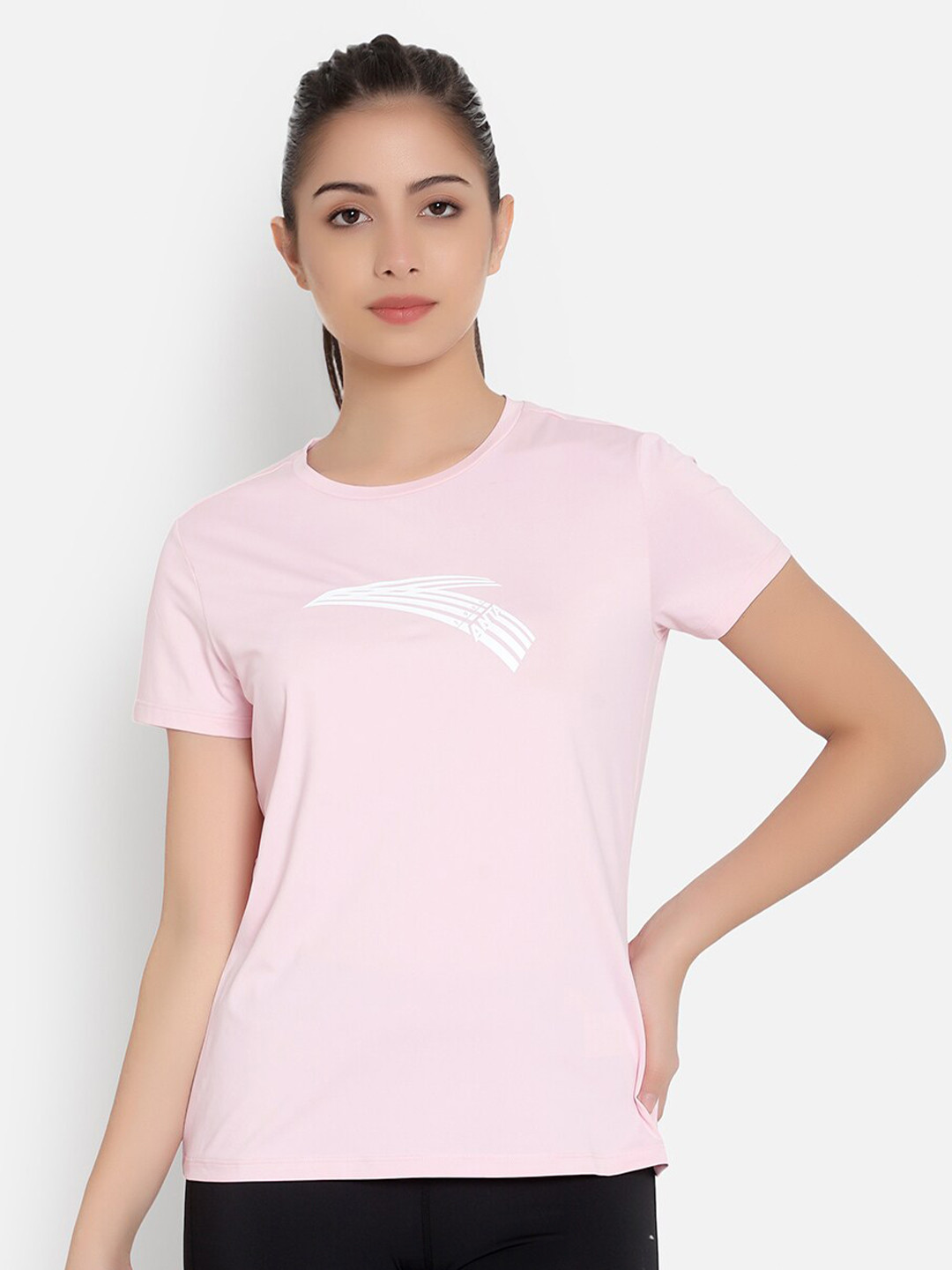 Anta Women Pink Printed T-shirt
