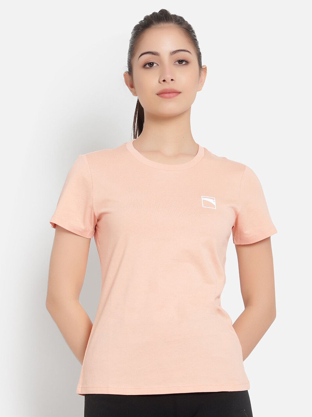 Anta Women Pink Cotton T-shirt