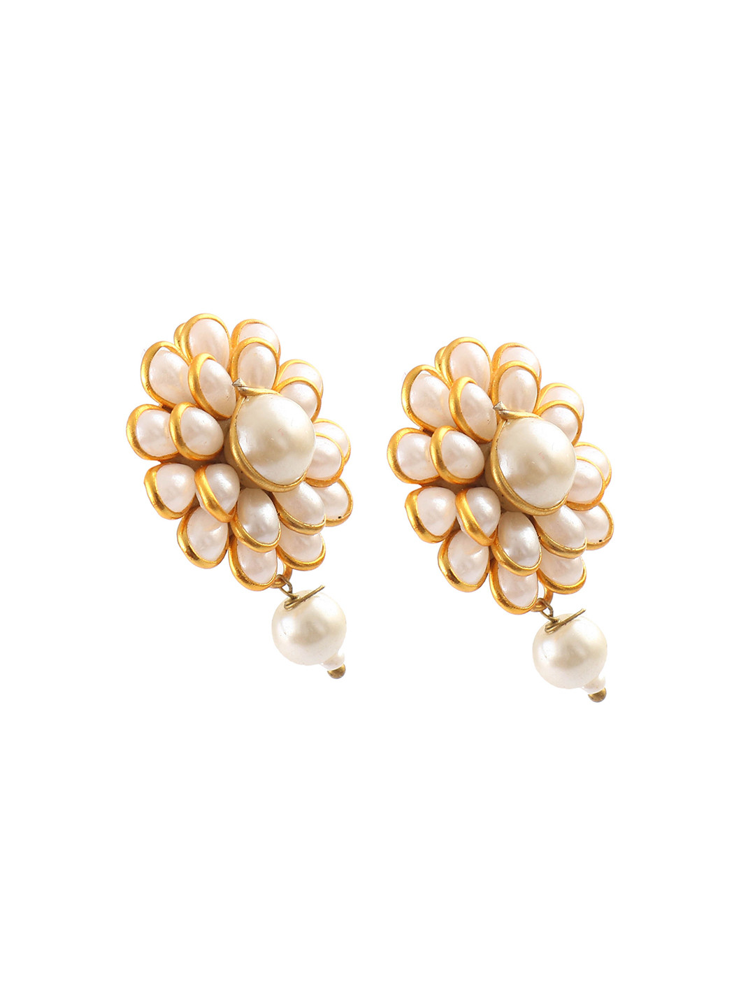 Jewar Mandi White Floral Studs Earrings