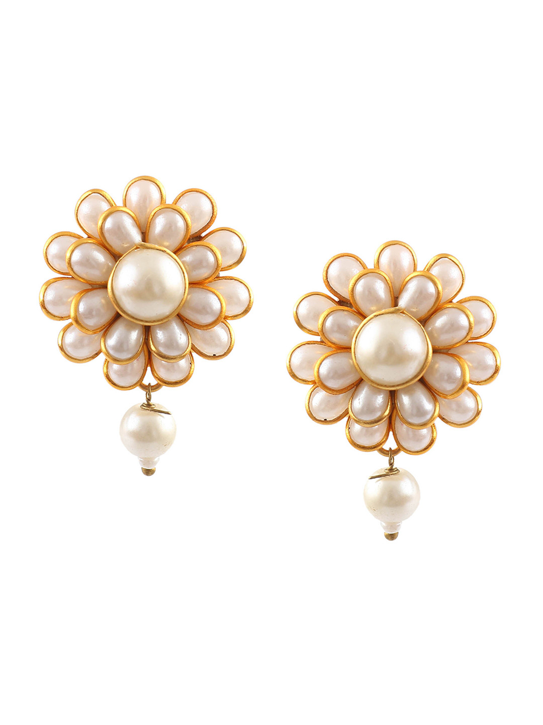 Jewar Mandi White Floral Studs Earrings