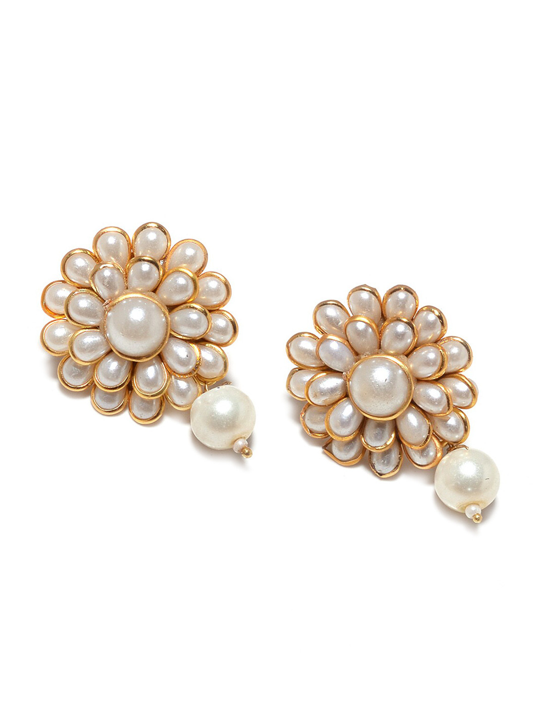 Jewar Mandi White Floral Studs Earrings