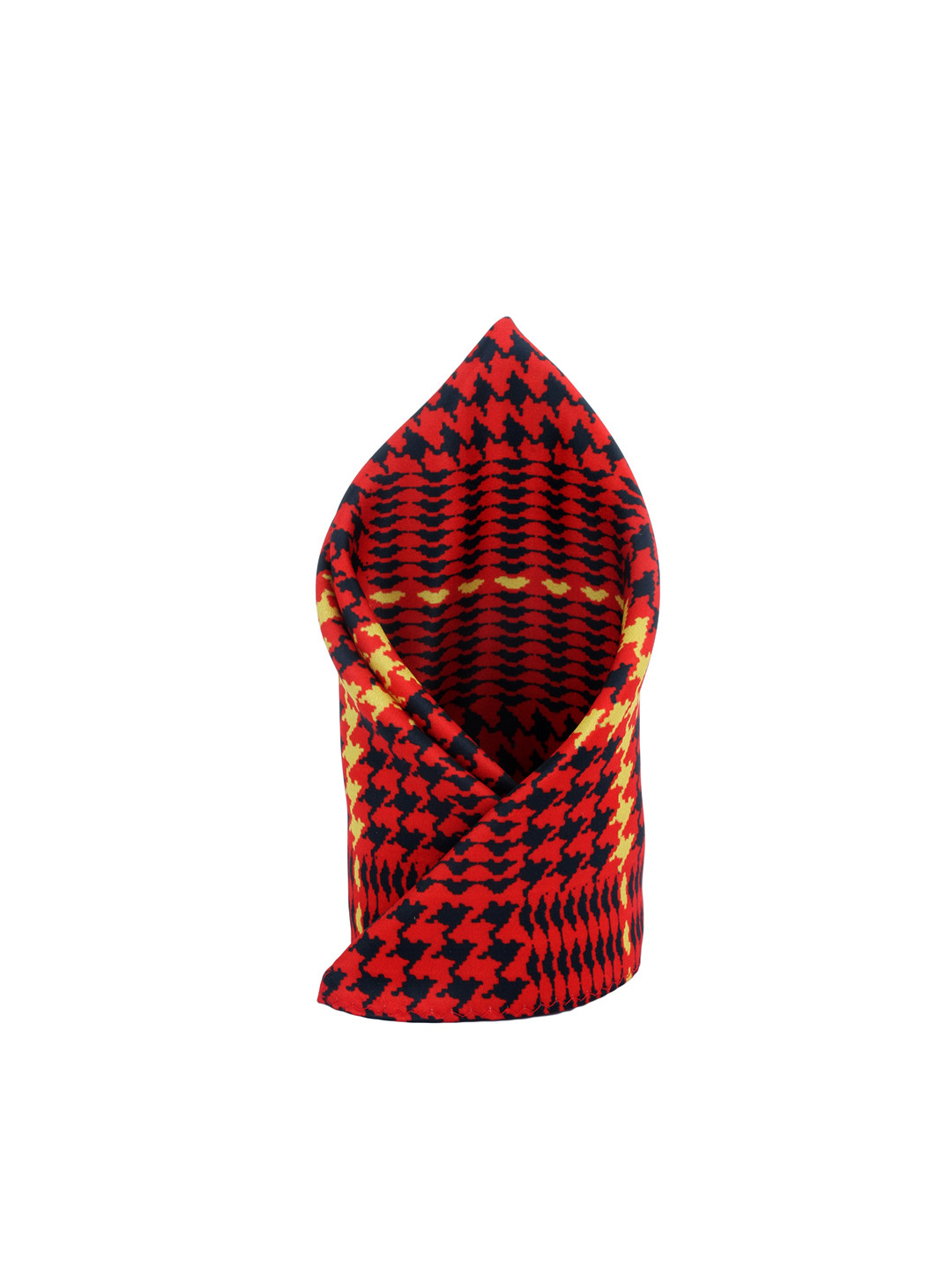 Alvaro Castagnino Men Red Houndstooth Print Pocket Square