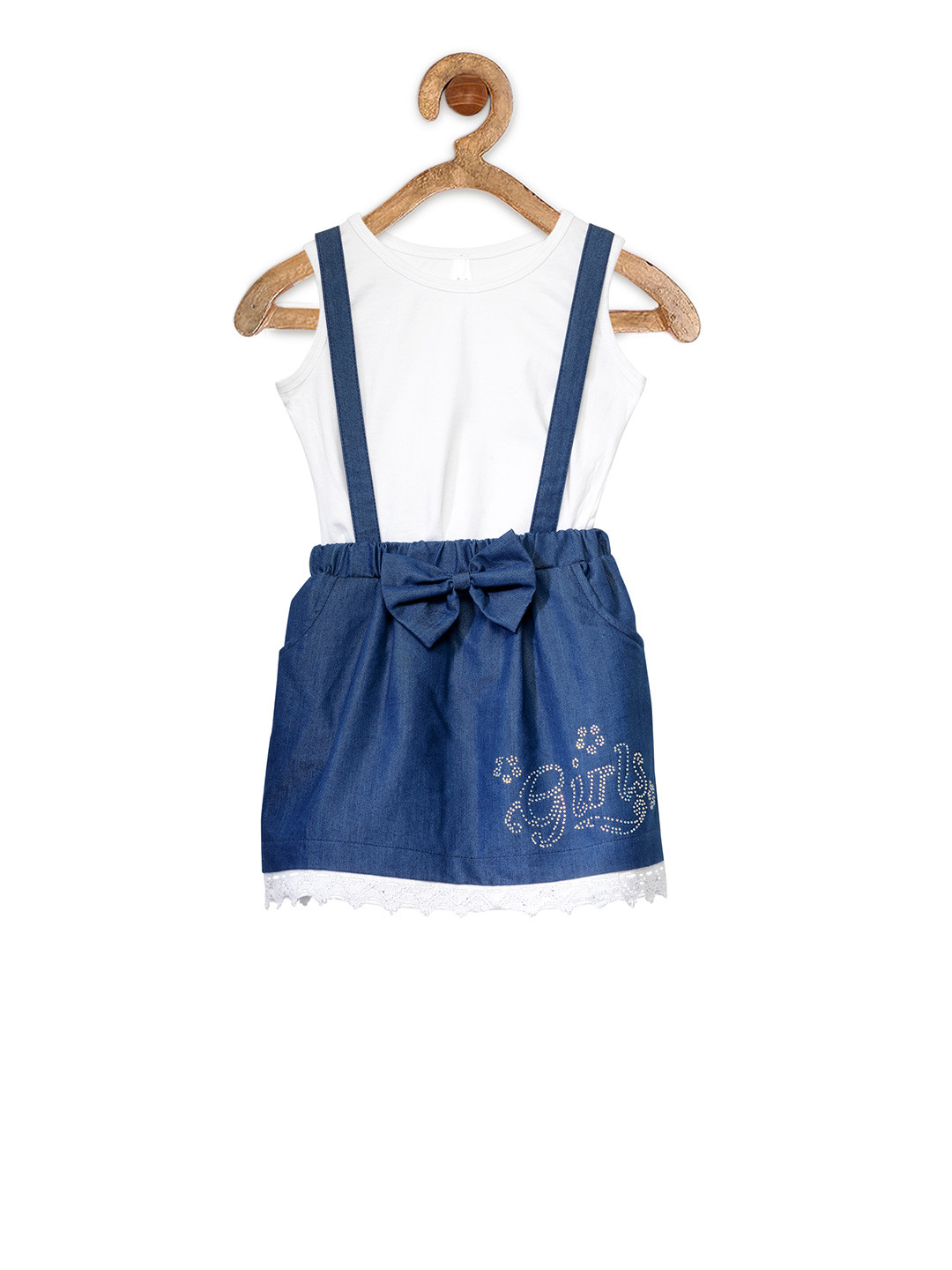 StyleStone Girls White & Blue Denim Clothing Set