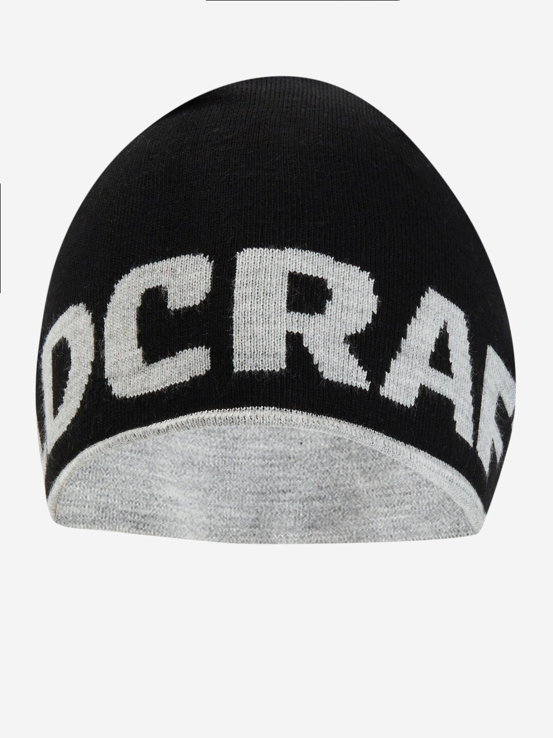 Wildcraft Adults Black & Grey Brand Logo Self Design Acrylic Beanie Cap