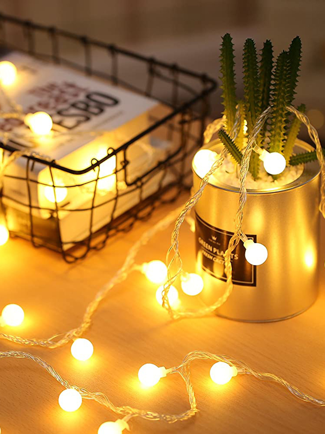 BS AMOR Warm White Globe String Fairy Lights Festive Decor
