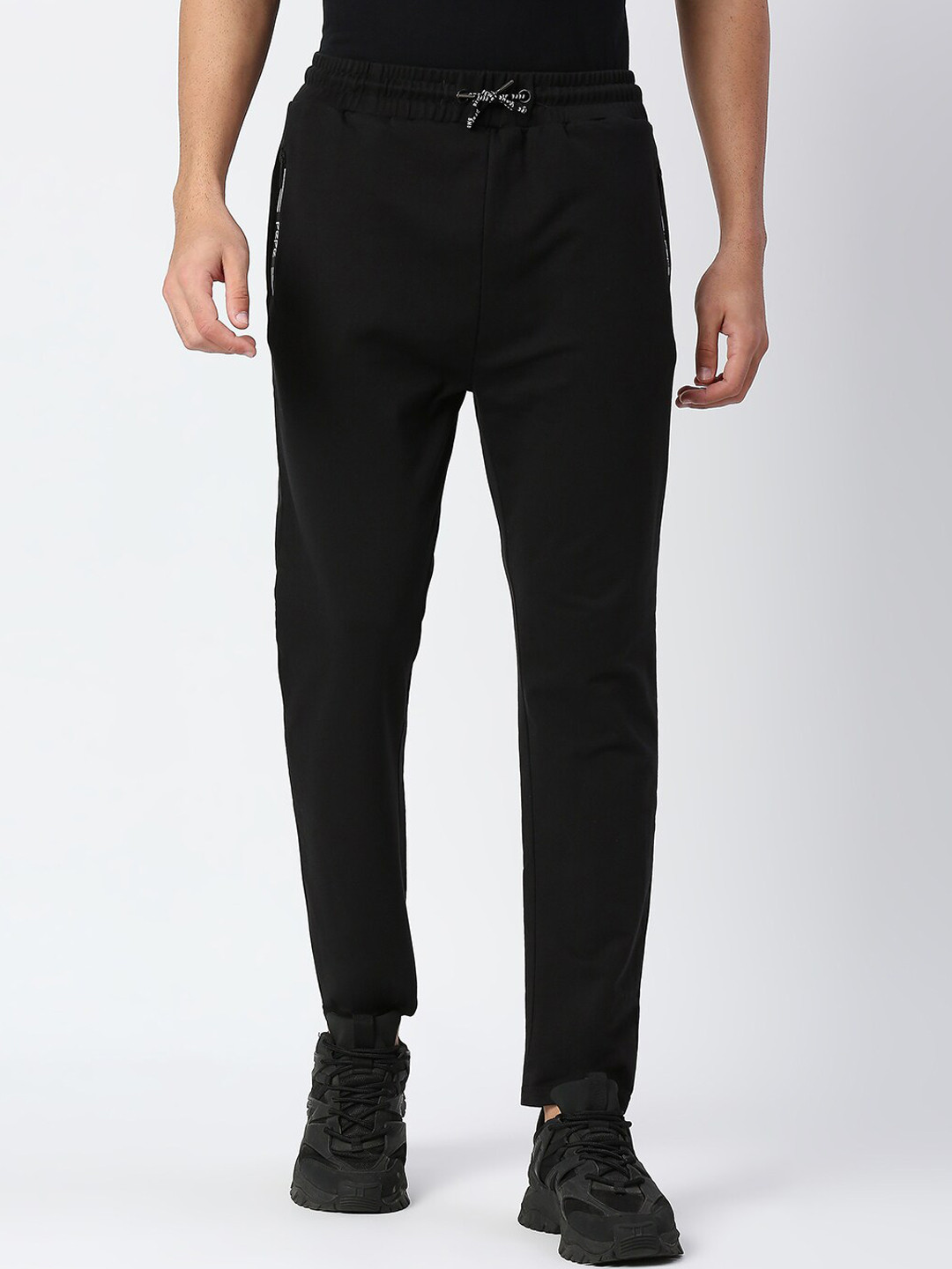 Pepe Jeans Men Black Solid Cotton Track Pants