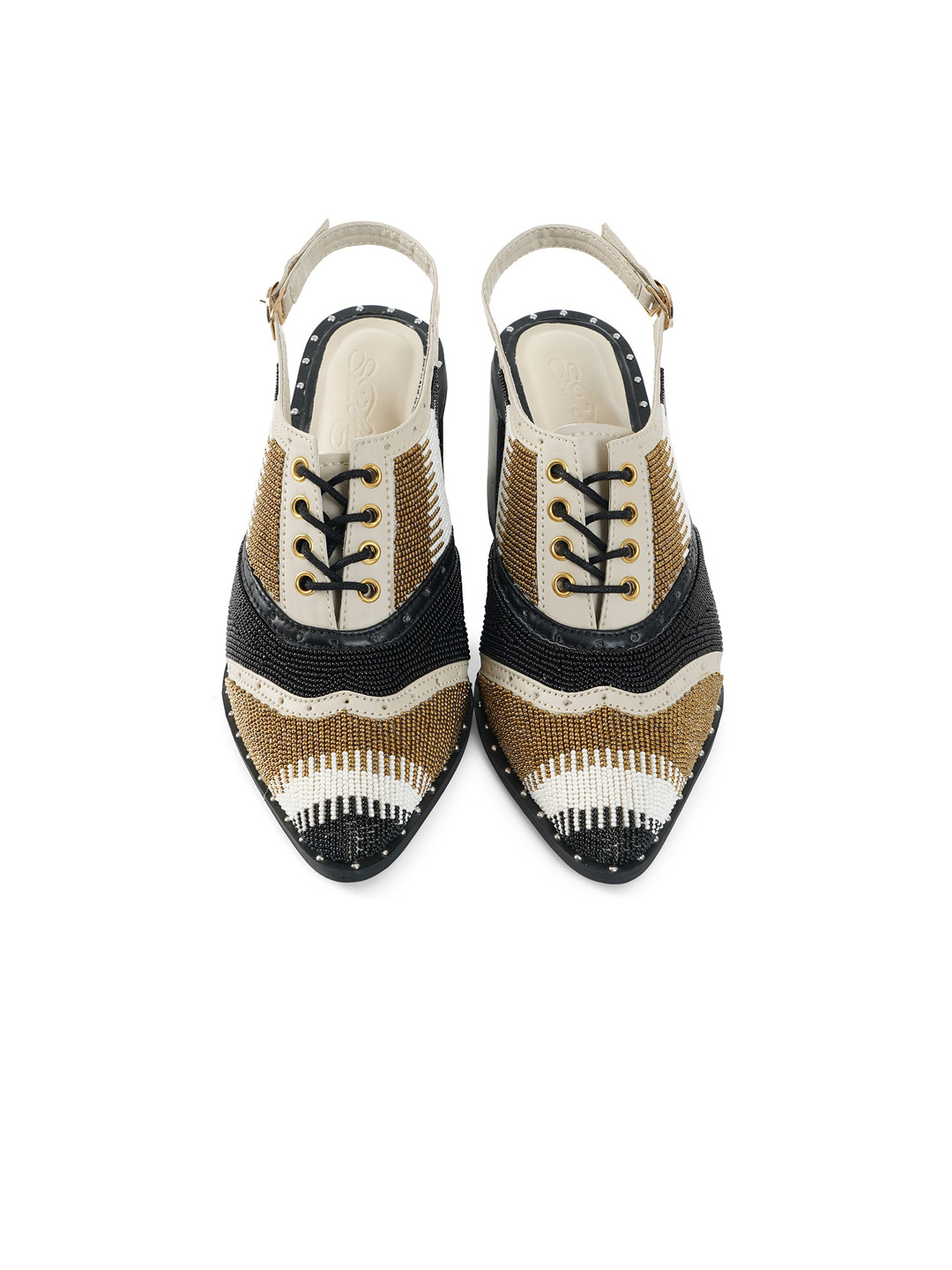 Sole House Brown & Black Printed PU Block Pumps