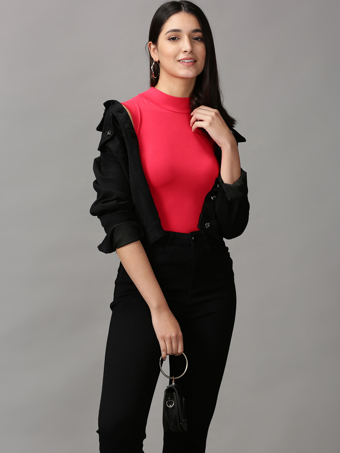 SHOWOFF Red Sleeveless High Neck Top