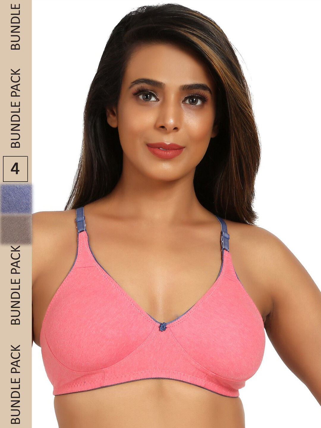 Designer Bugs Pink & Blue Pack of 2 Full Coverage Non Padded Bra